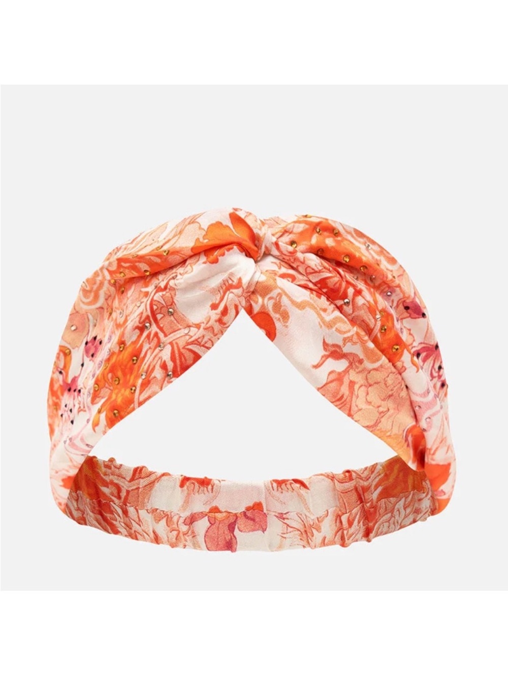 Camilla “Dragon Mother” orange white silk woven twist boho brunch headband